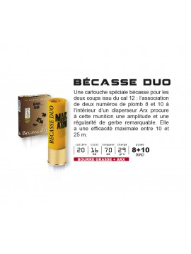Cartouches MARY ARM BECASSE DUO Calibre 20/70 30grs N°8-10 arx