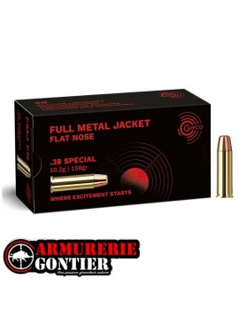 Munitions Geco 38 spécial FMJ  Flat Nose158 gr boite de 50 www.armureriegontier.fr