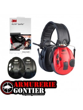 Casque  PELTOR™ SPORTTAC™ - COQUES NOIRE/ROUGE