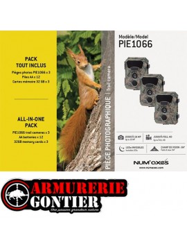NUM'AXES - Pack  3 Piège photographique PIE1066 + 4 piles AA LR6 + carte mémoire 32 Gb